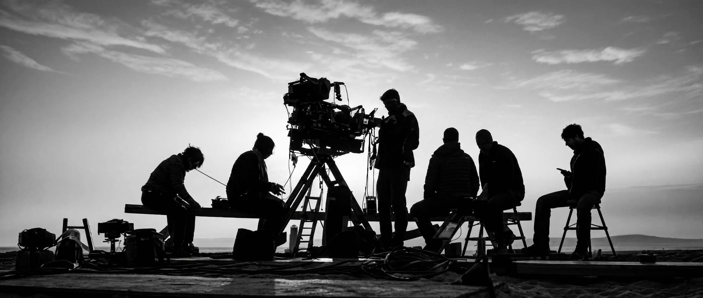 A film crew at work